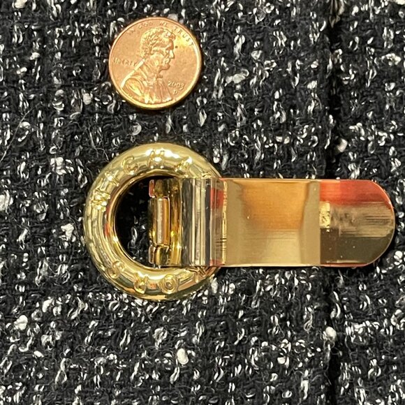 Michael Kors Size S Black & White Tweed Cropped Jacket Goldtone Hardware Pockets - Picture 3 of 12